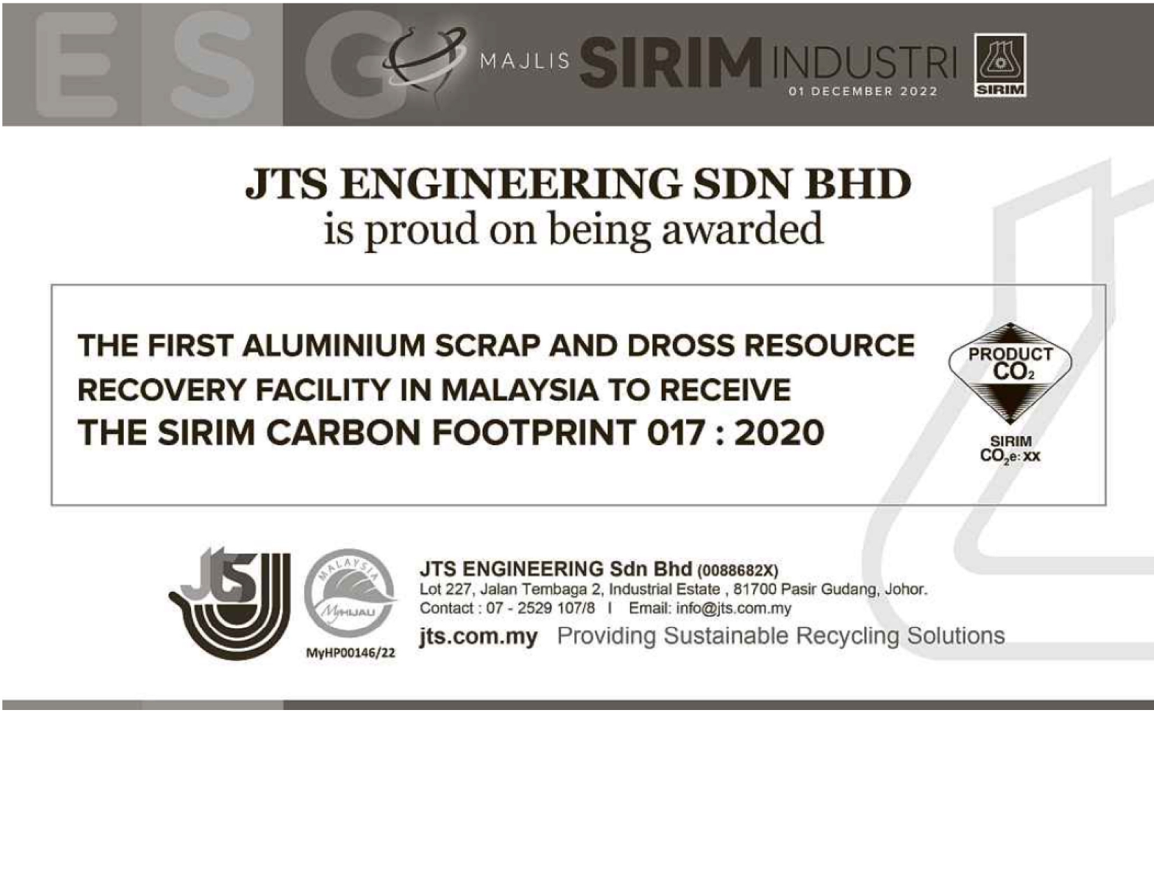 Sirim Award | Scheduled Waste Management Johor | Scheduled Waste Management Malaysia | Scheduled Waste Management KL | Scheduled Waste Management Selangor Sirim Award | Scheduled Waste Management Johor | Scheduled Waste Management Malaysia | Scheduled Waste Management KL | Scheduled Waste Management Selangor
